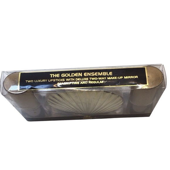 Cosmania Vintage 3pc Glam Golden Ensemble Lipstick & Shell Compact Set - Picture 6 of 10